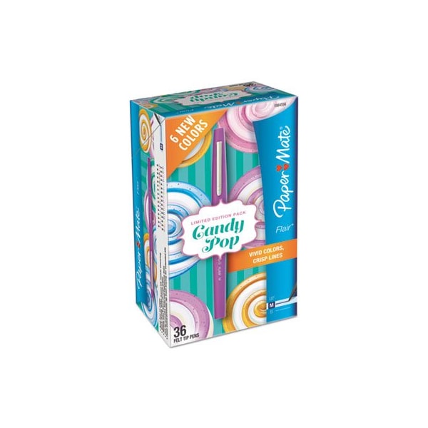 Sanford Paper Mate, FLAIR CANDY POP STICK POROUS POINT PEN, 0.7MM, ASSORTED INK/BARREL, 36PK 1984556 - main